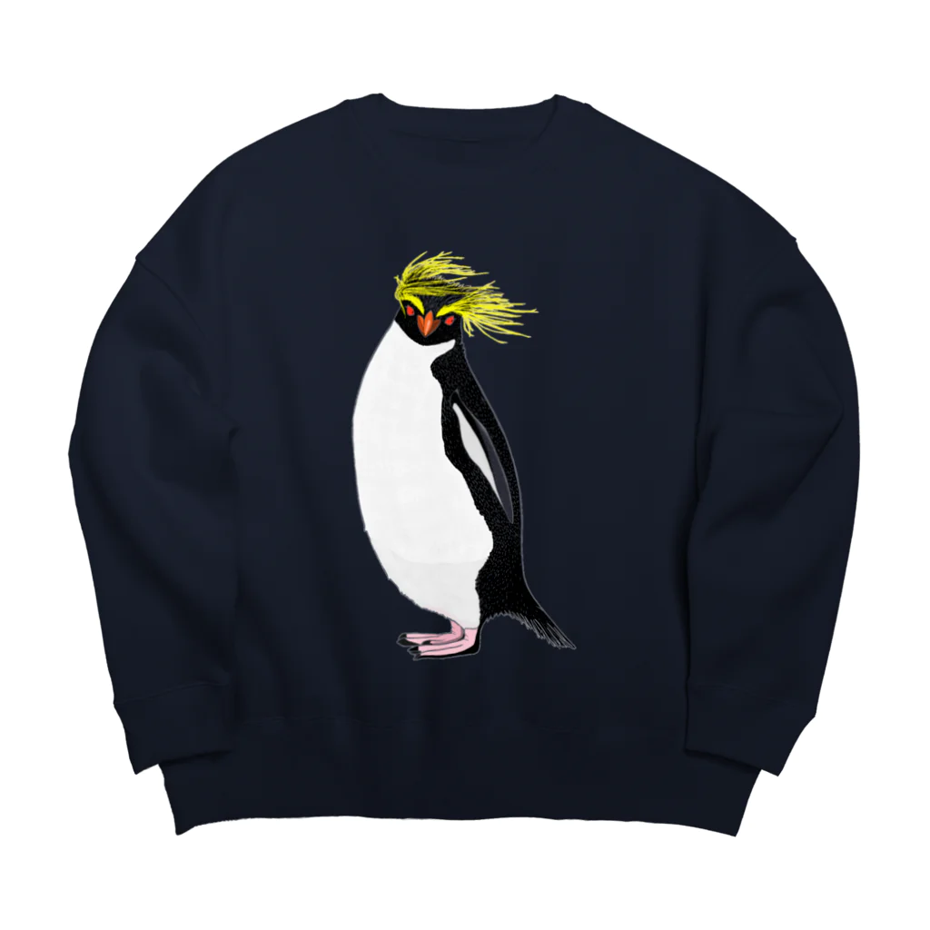 LalaHangeulの　風に吹かれるイワトビペンギンさん(文字無しバージョン Big Crew Neck Sweatshirt