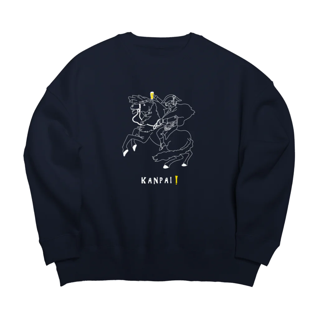 ビールとアート TM-3 Designの偉人 × BEER（ナポレオン）白線画 Big Crew Neck Sweatshirt