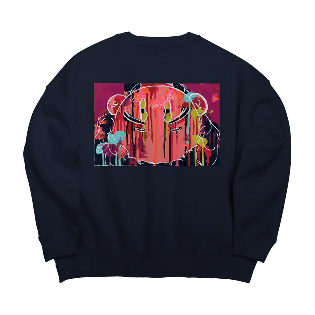 ローズピンク屋さんのまっさかさまガール Big Crew Neck Sweatshirt