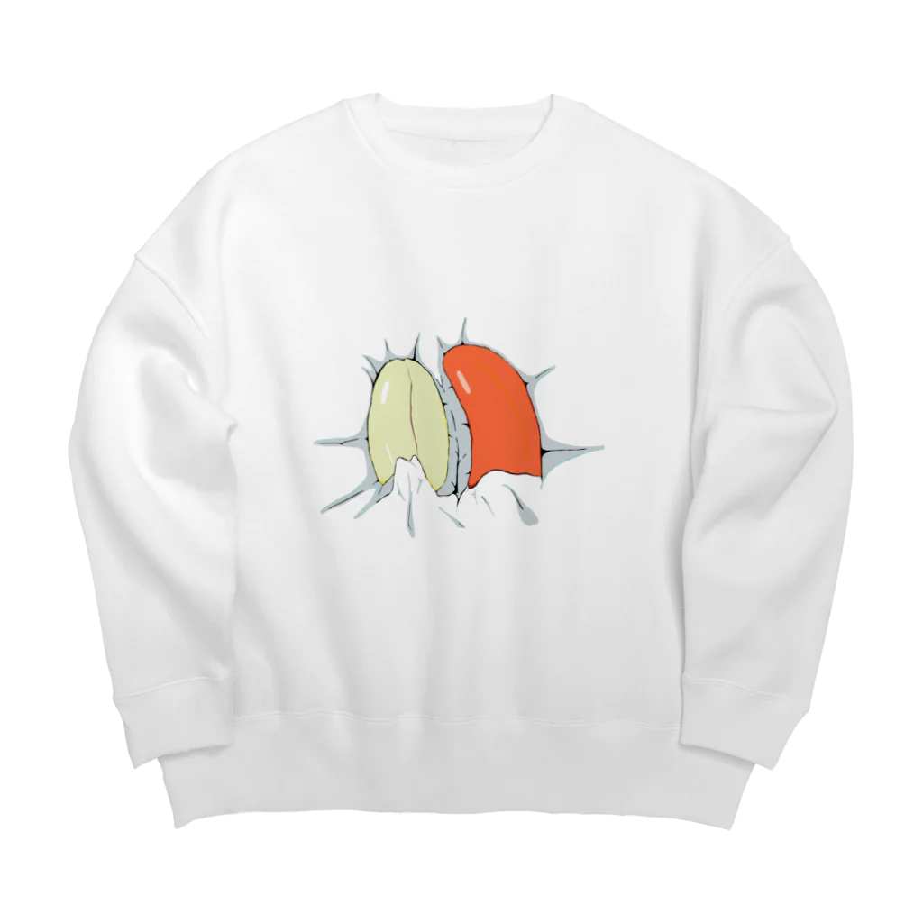 まいきゅば商店のおやすみ柿ペー💤 Big Crew Neck Sweatshirt