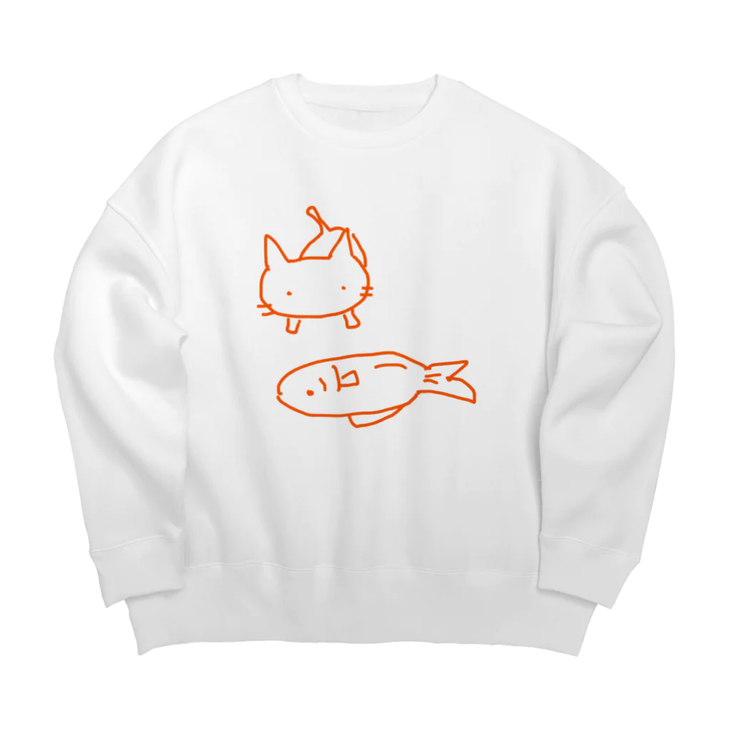 さくらもち市長のSUZURI商店の猫ちゃんさん お魚どしたん Big Crew Neck Sweatshirt