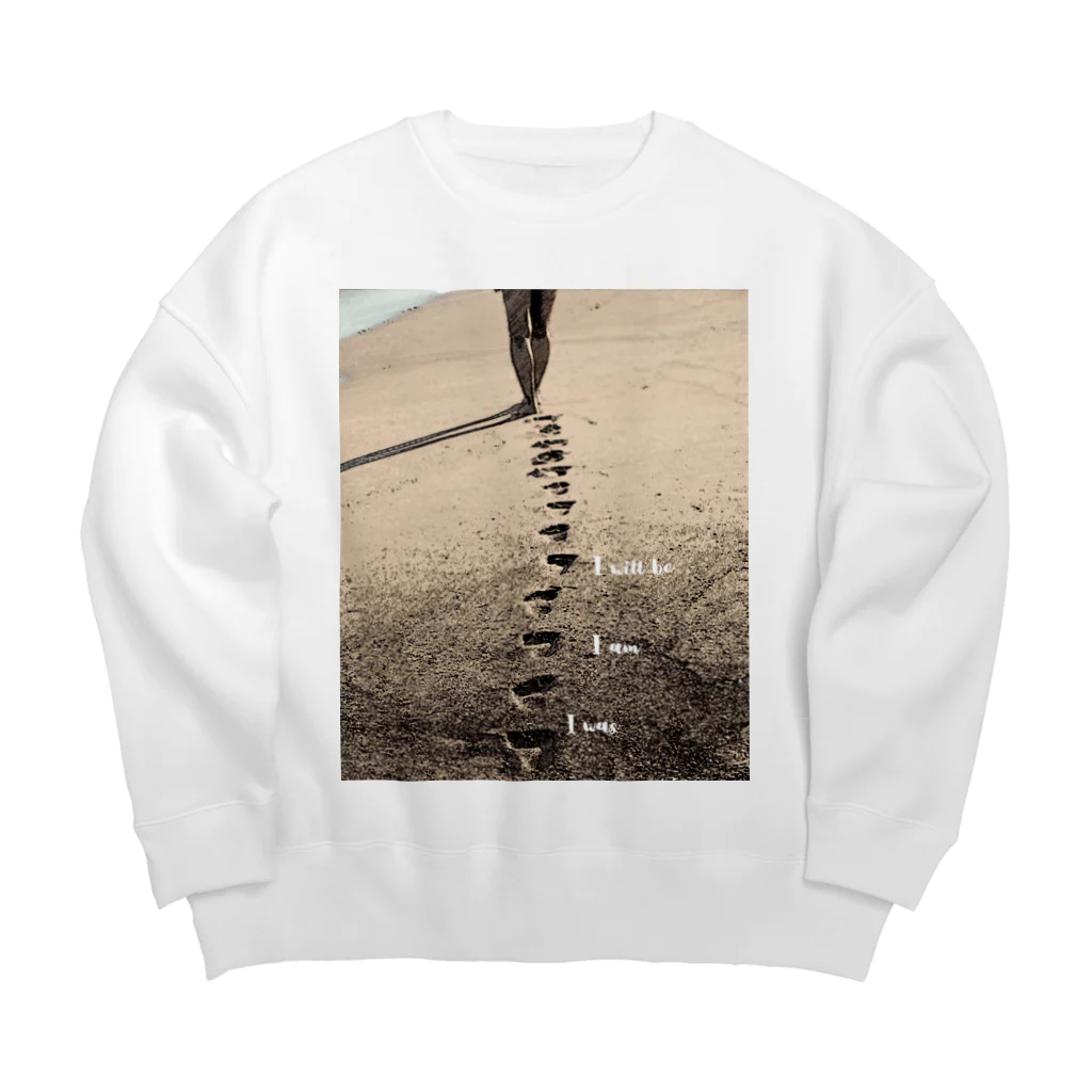 aoi.aoの砂浜の上の足跡 - I was, I am, I will be Big Crew Neck Sweatshirt