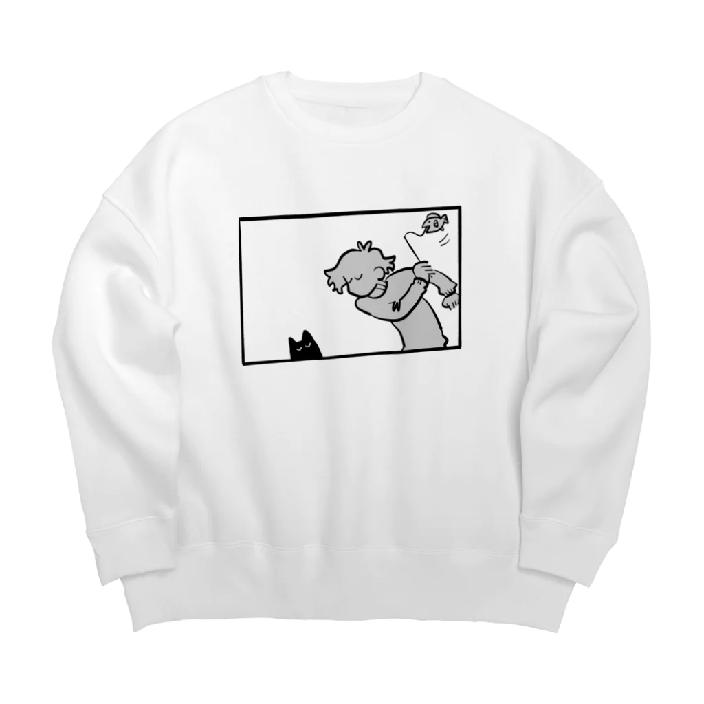 のだわの反応の薄いねこ Big Crew Neck Sweatshirt