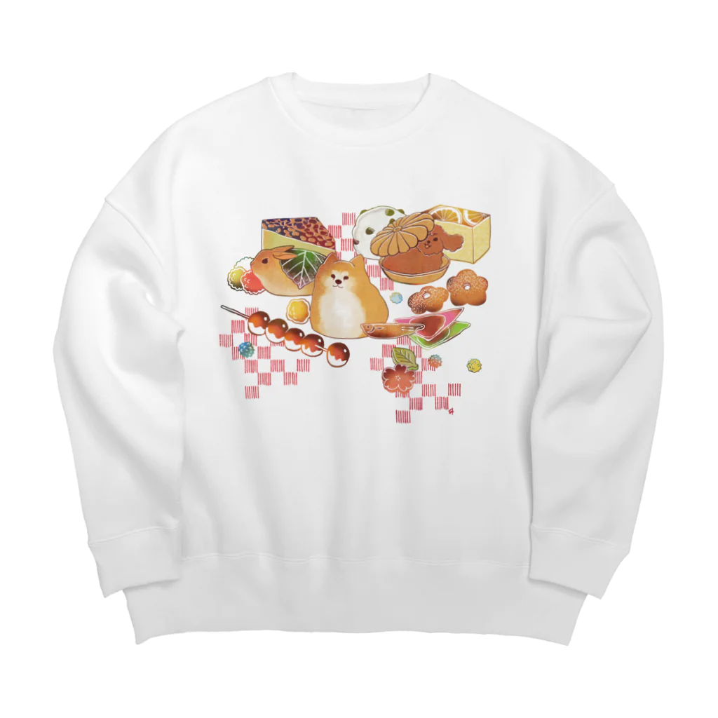 透月糖花のもふもふ和菓子ちゃん Big Crew Neck Sweatshirt