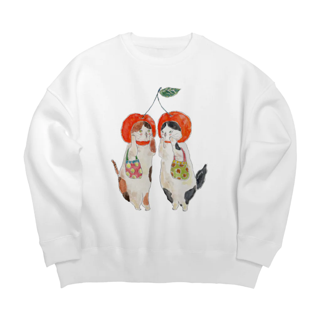 トコロコムギのさくらんぼマダムにゃんこ Big Crew Neck Sweatshirt