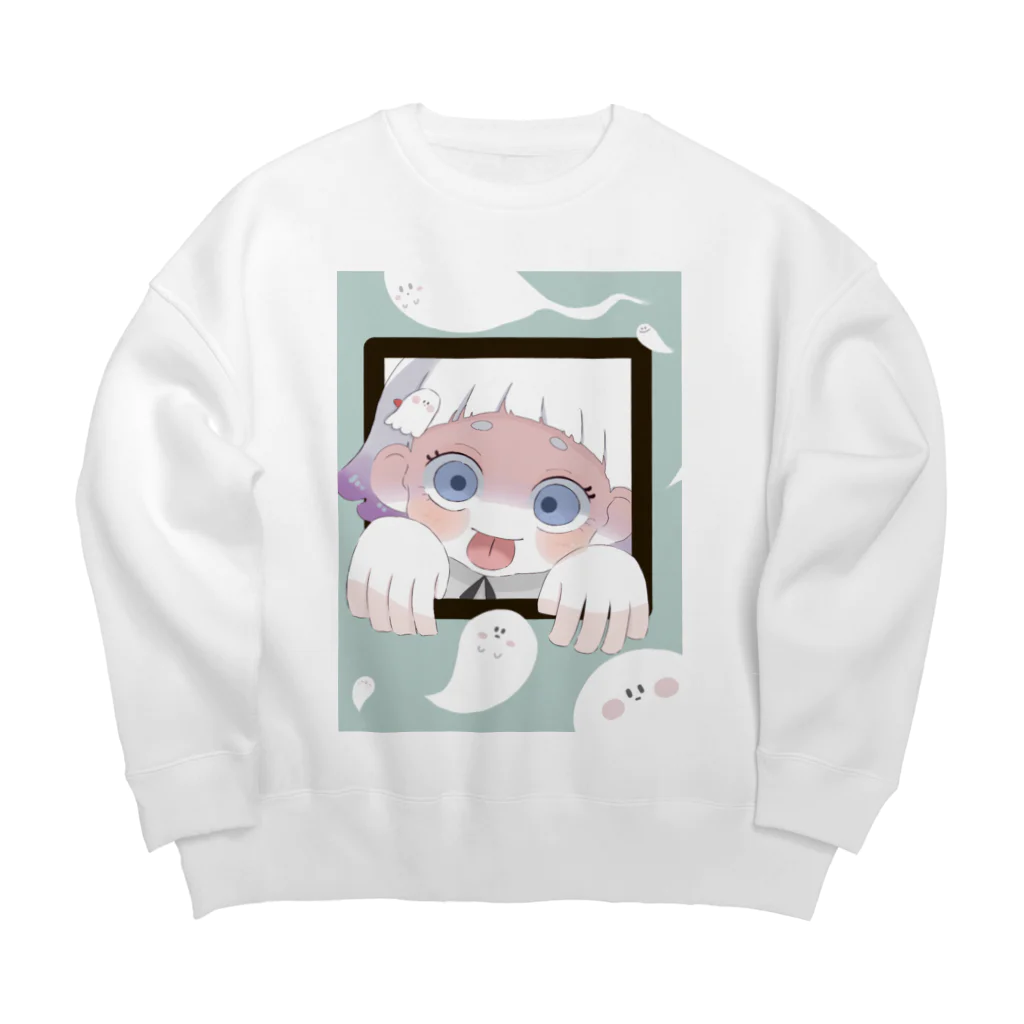 とんかつらーめんｶｽのおばけのことすき？ Big Crew Neck Sweatshirt