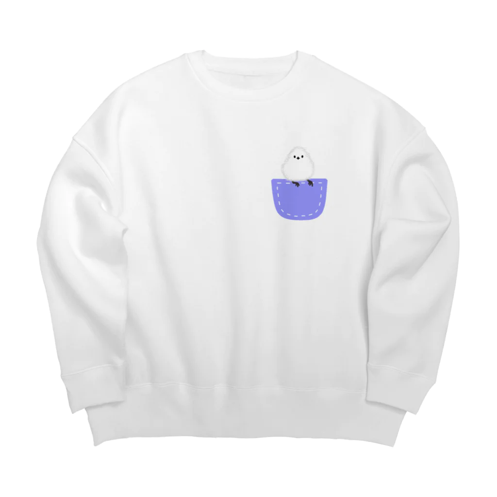 ハナのお店のポケットにシマエナガ Big Crew Neck Sweatshirt