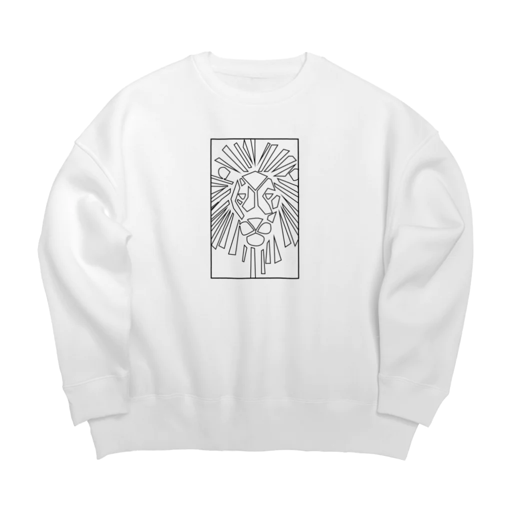 chicodeza by suzuriのライオンの線画マーク Big Crew Neck Sweatshirt