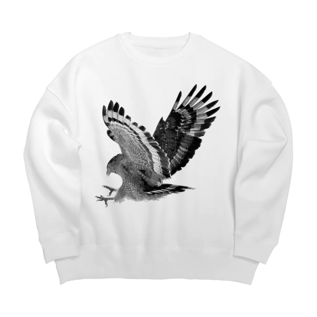 WILDBIRD GOODS SHOPのカンムリワシ・モノクロ Big Crew Neck Sweatshirt