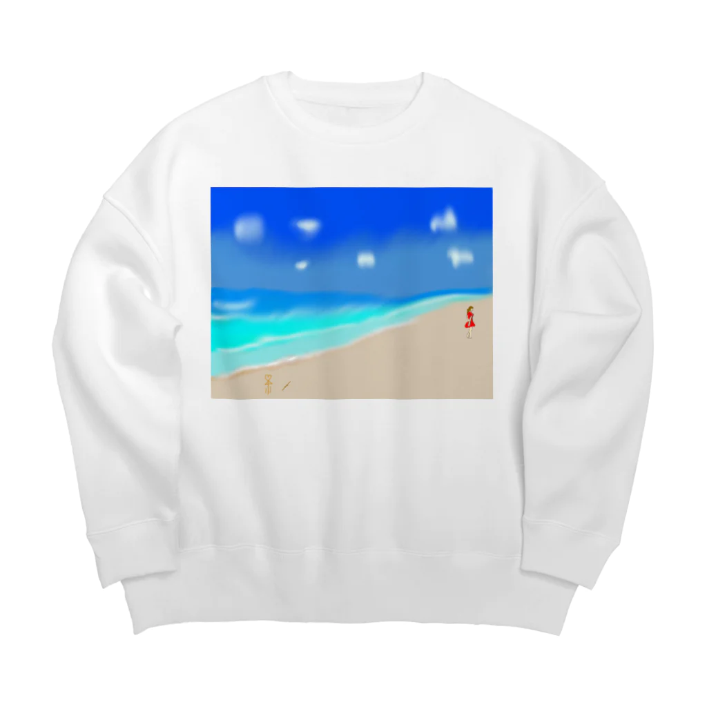 おっくんのふざけた服屋さんの夏の淡い初恋 Big Crew Neck Sweatshirt