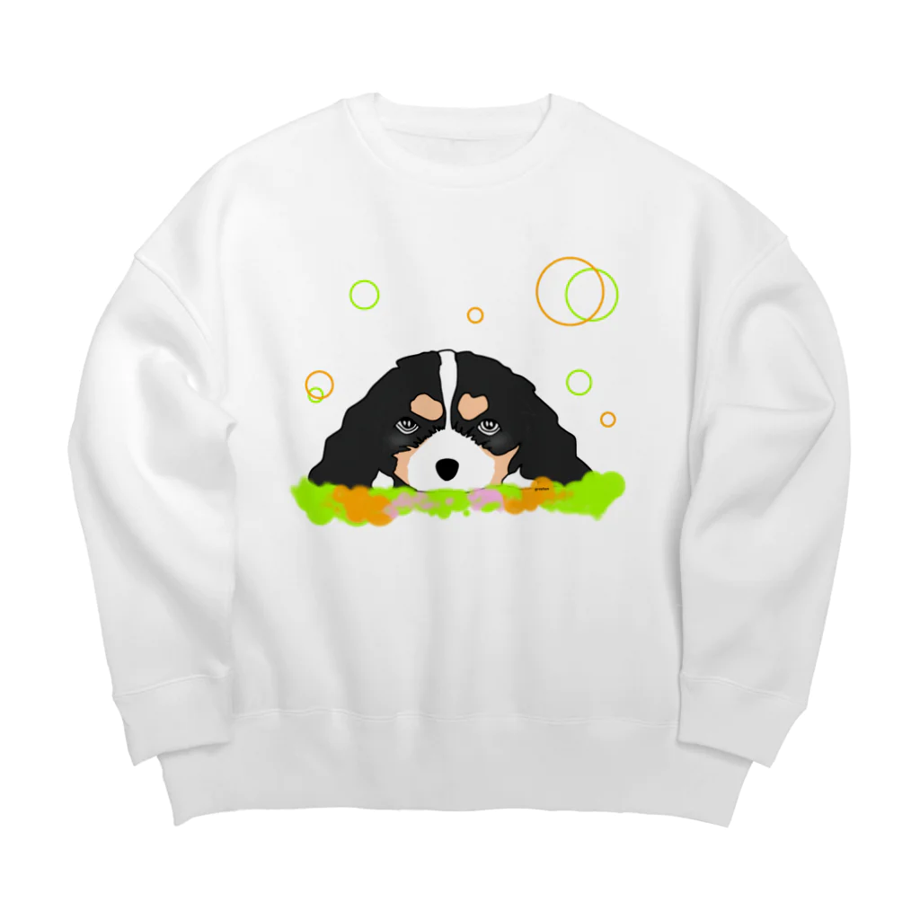 greetenのキャバリアトライカラー癒し犬 Big Crew Neck Sweatshirt