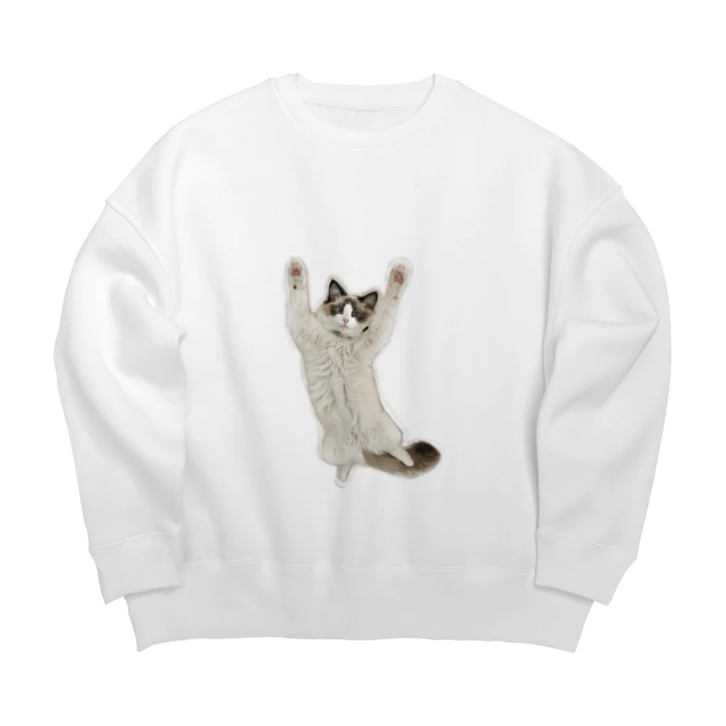 ラグドールのおうちの万歳ネコ Big Crew Neck Sweatshirt