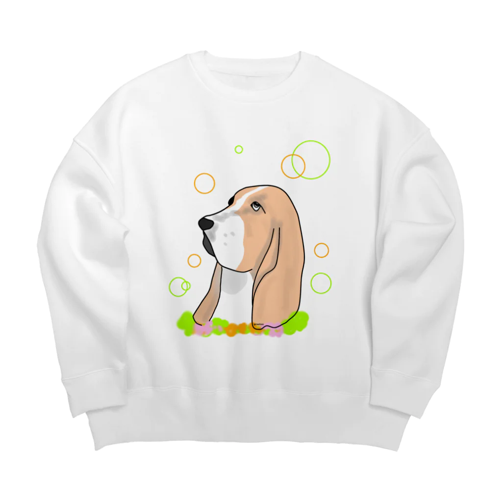 greetenのバセットハウンド癒し犬 Big Crew Neck Sweatshirt