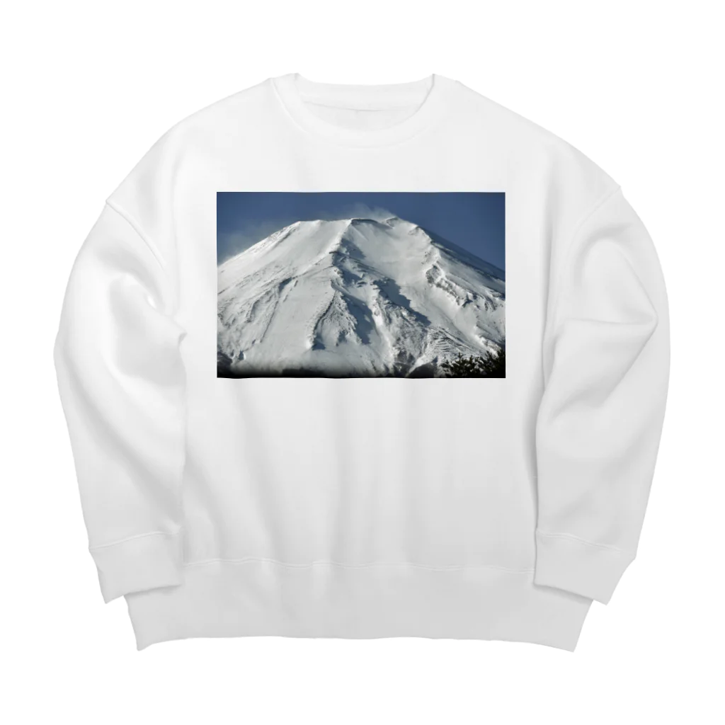 下田村の冠雪した富士山_003 Big Crew Neck Sweatshirt