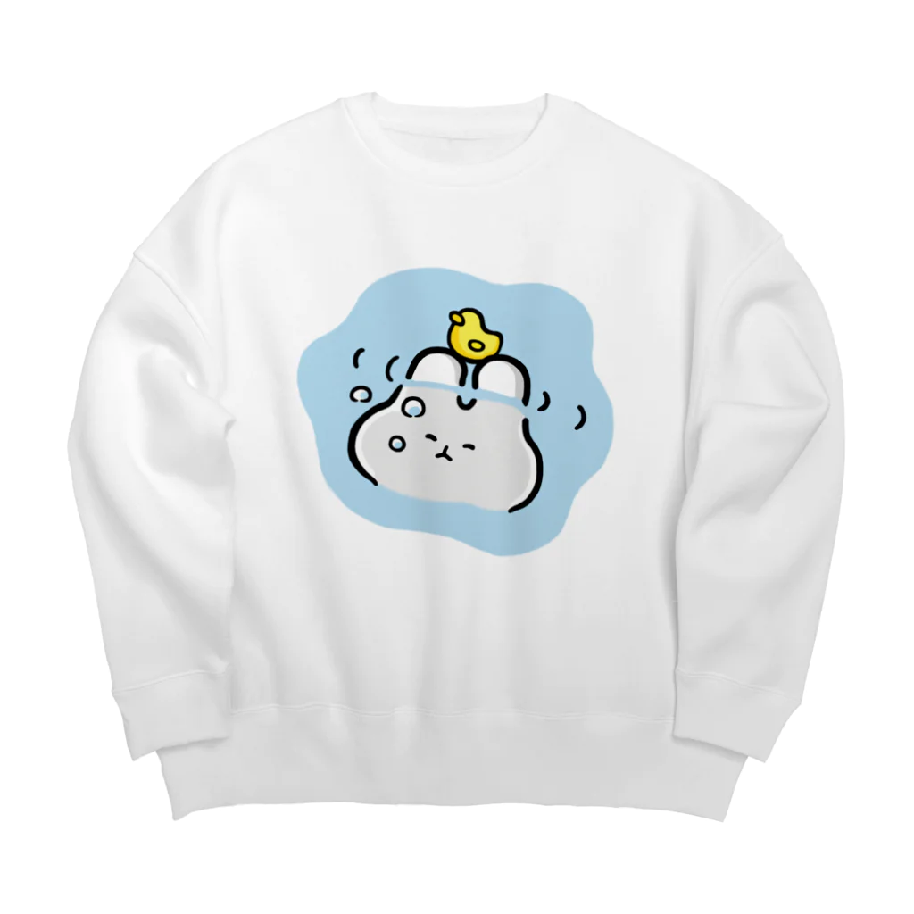 残業うさぎ🐰🌸の残業うさぎ「お風呂でぶくぶく」🐥🐰🌸 Big Crew Neck Sweatshirt