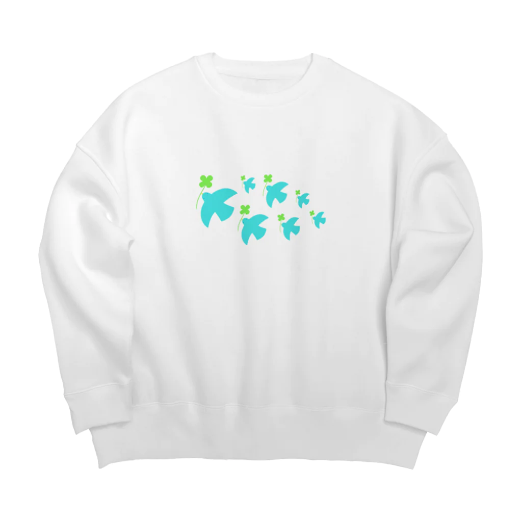 AROMA☆LOVELYのクローバーを運ぶ鳥 Big Crew Neck Sweatshirt