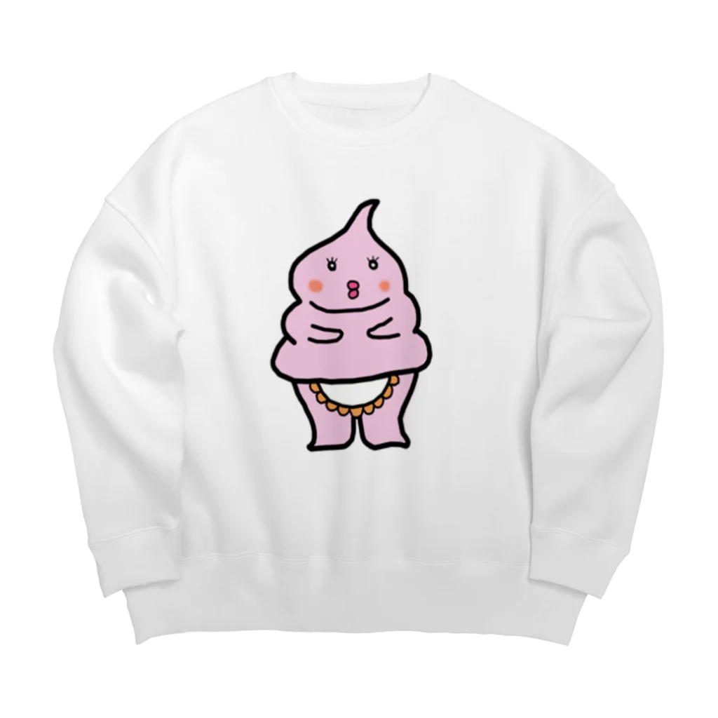 ひよこのおみせのやわらかそふとママ Big Crew Neck Sweatshirt