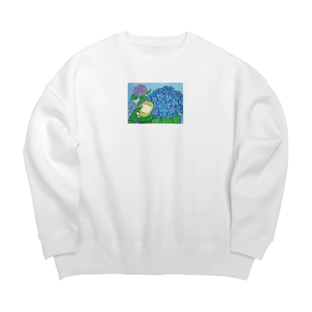 雨蛙碧のけろんと紫陽花 Big Crew Neck Sweatshirt