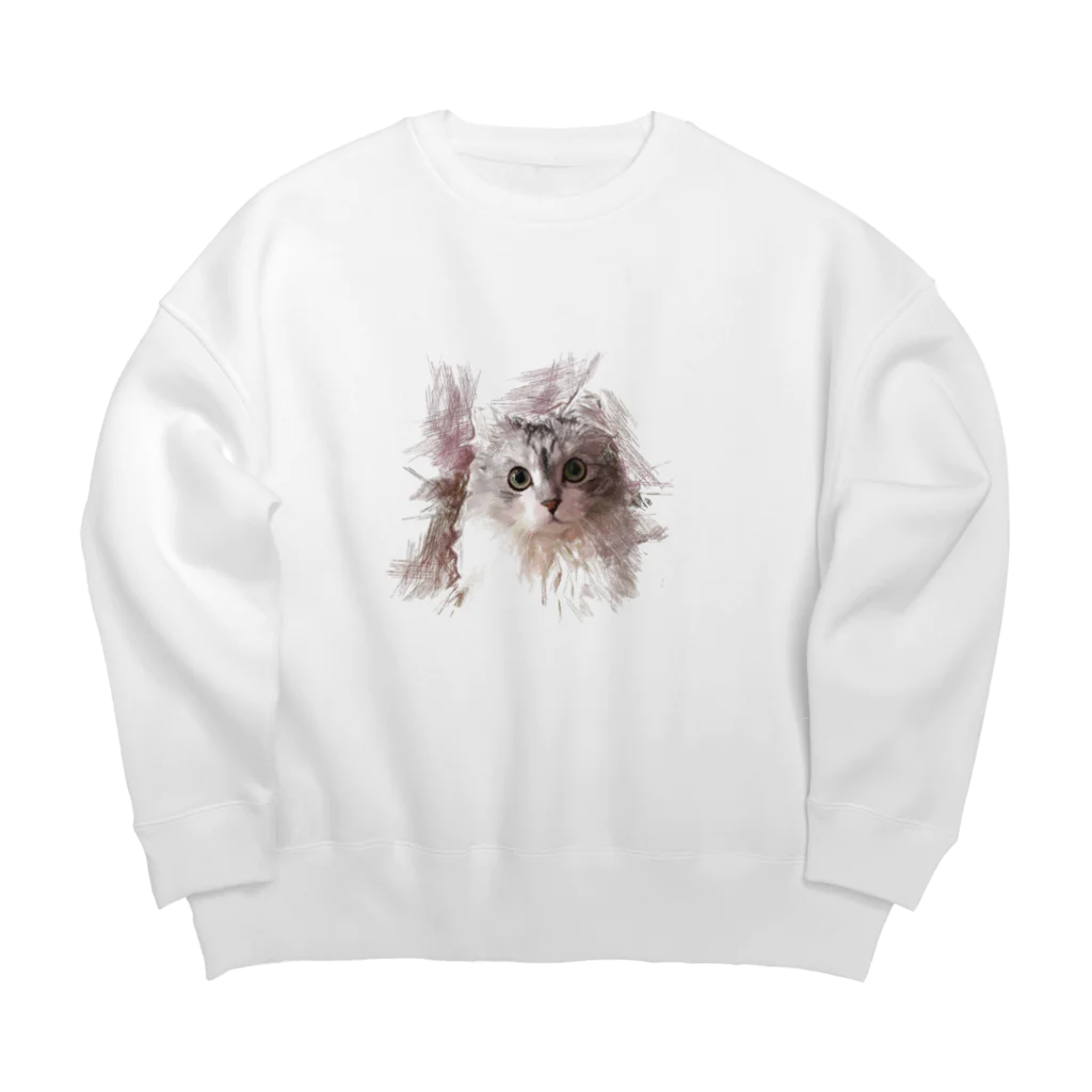 ARTY COATYのお店の猫　デッサン風イラスト Big Crew Neck Sweatshirt