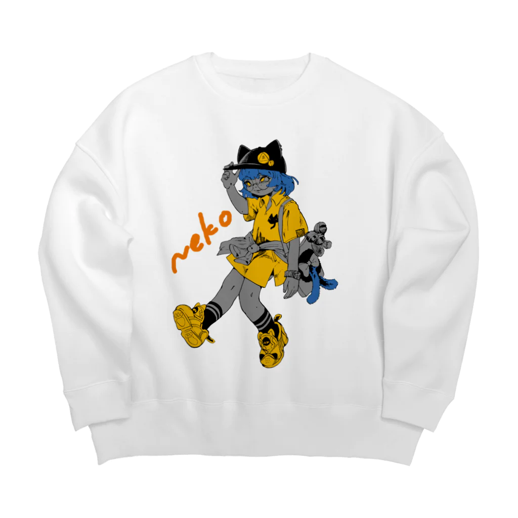 雨のち花束のねこ Big Crew Neck Sweatshirt