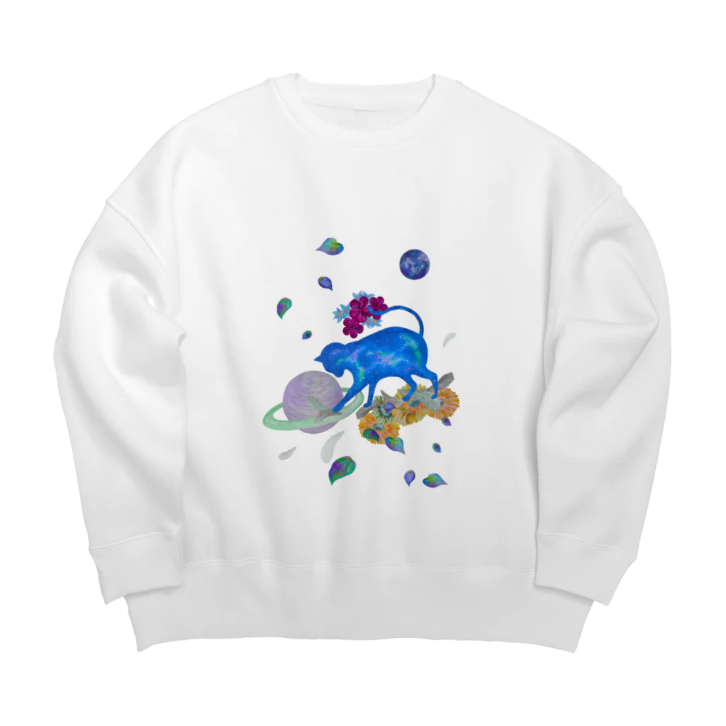 char pottery の宇宙ねこ Big Crew Neck Sweatshirt