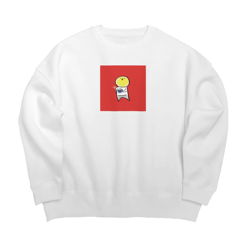 さかがわ成美のミルクティーひよさん／はっきりカラー／背景レッド Big Crew Neck Sweatshirt