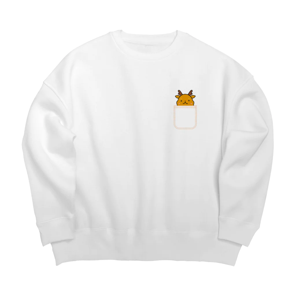 ゆるも鹿々堂のポケットインまめしか Big Crew Neck Sweatshirt