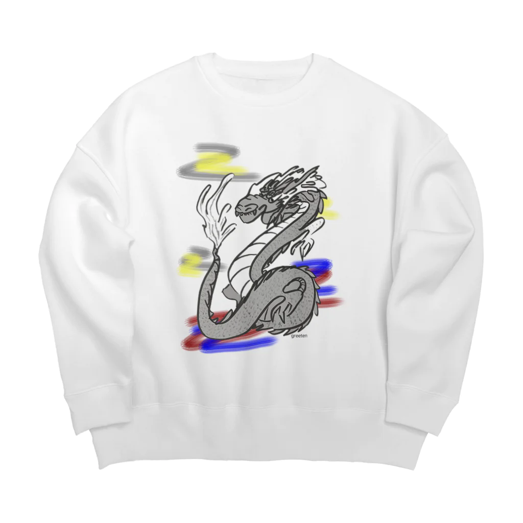 greetenの龍　和柄　願い Big Crew Neck Sweatshirt