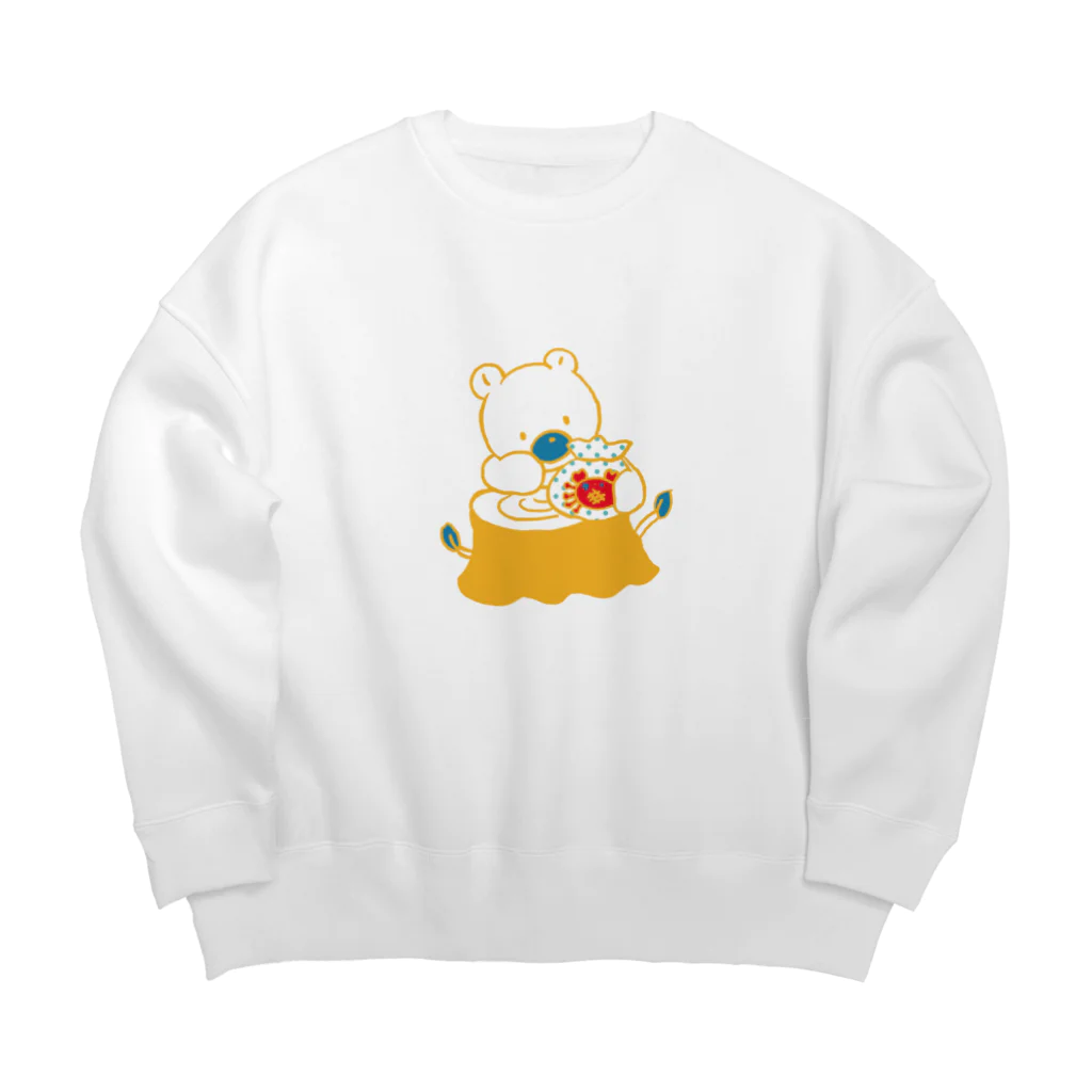 KUMASHAKASHOPのクマの奇行　カニをながめる Big Crew Neck Sweatshirt