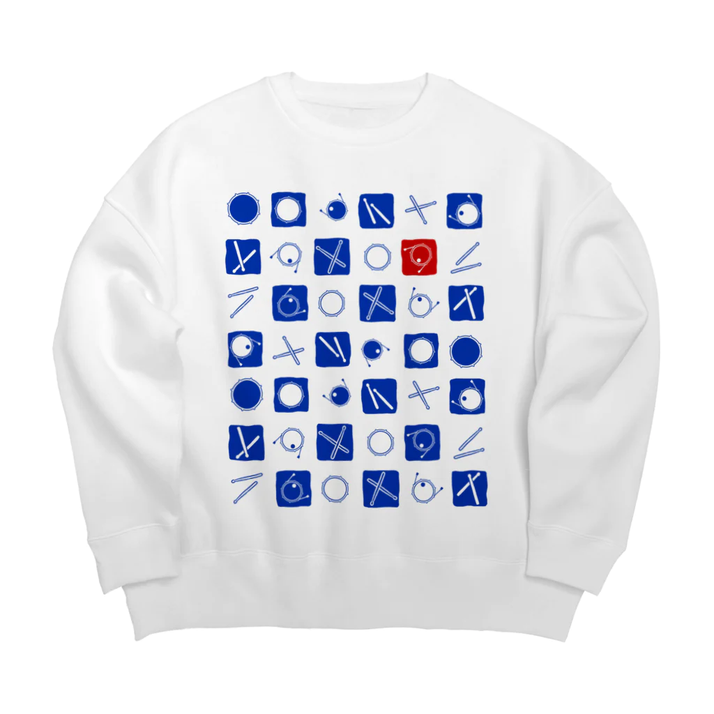 音楽と和の雑貨屋　たむたむの【ドラムの日2022】ドラム市松 Big Crew Neck Sweatshirt