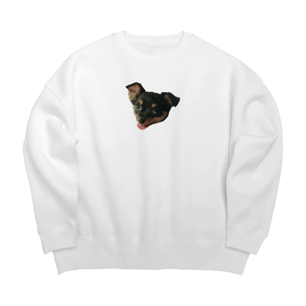 imodolmame_shopのおもしろ顔のこまめちゃん Big Crew Neck Sweatshirt