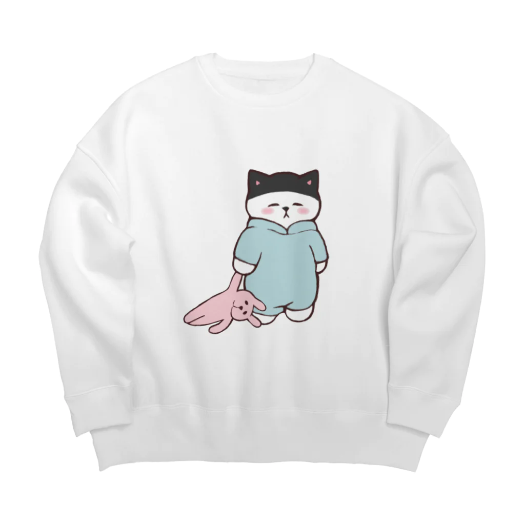 ふわにゃんshopのおねむ スウェット(白) Big Crew Neck Sweatshirt