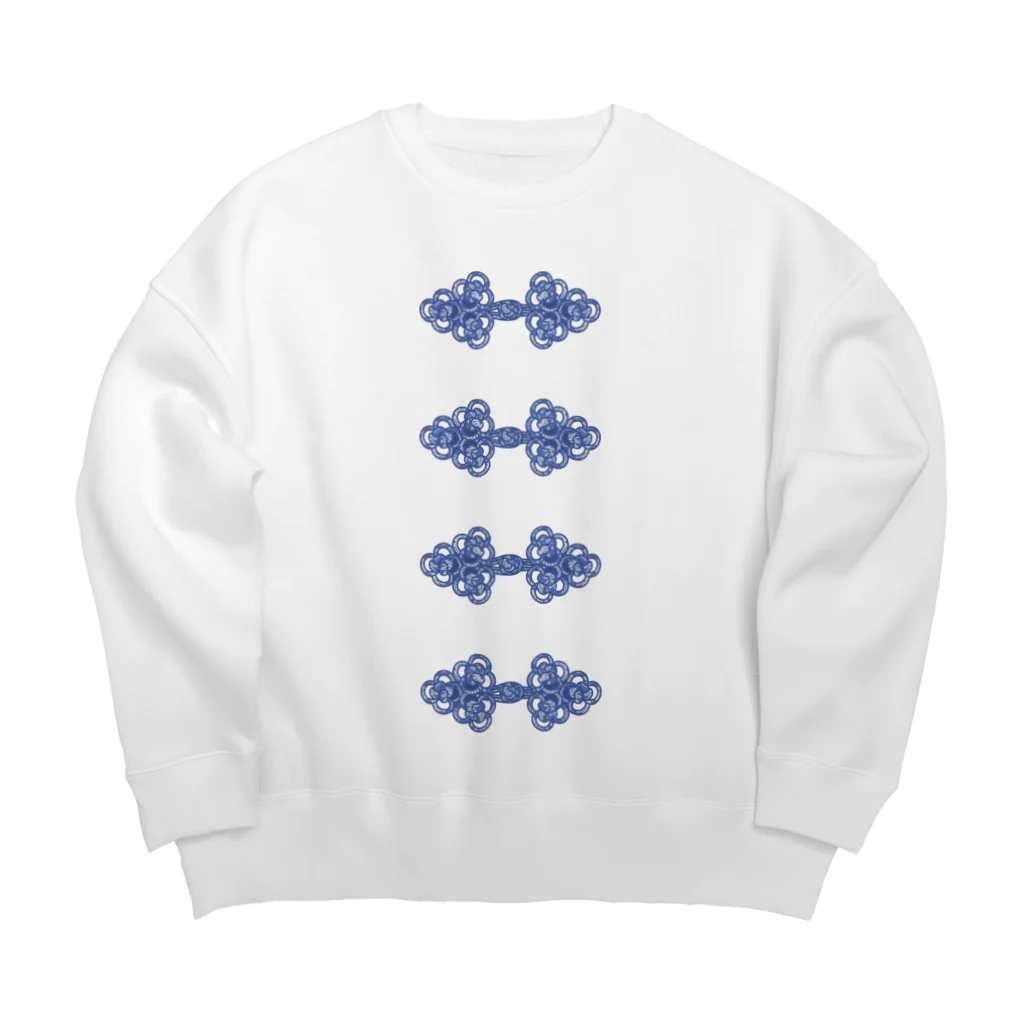 ハナドリカ SUZURI店のチャイナ服風の花柄ボタン Big Crew Neck Sweatshirt