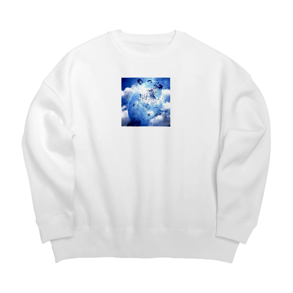 yuucanvasの宇宙アート･水の惑星 Big Crew Neck Sweatshirt