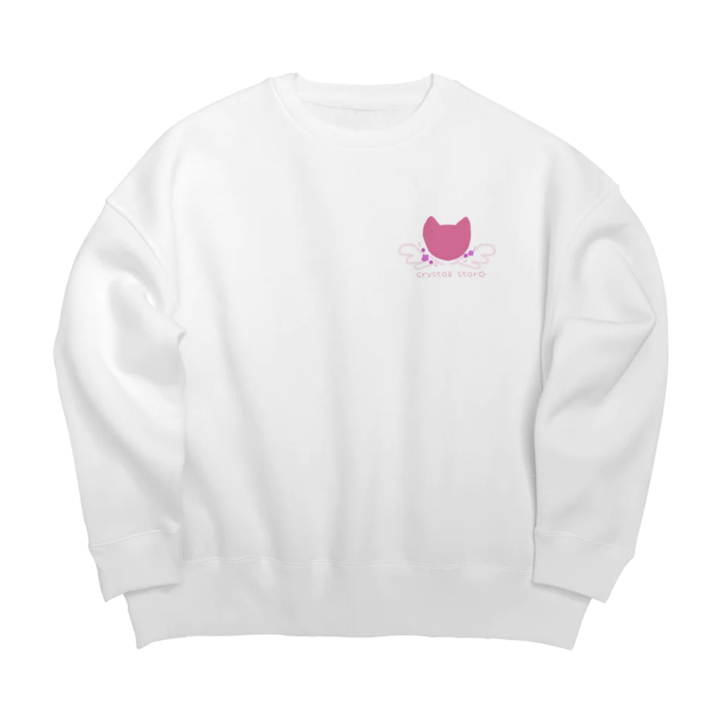 crystal star☆の猫に星と羽根 Big Crew Neck Sweatshirt