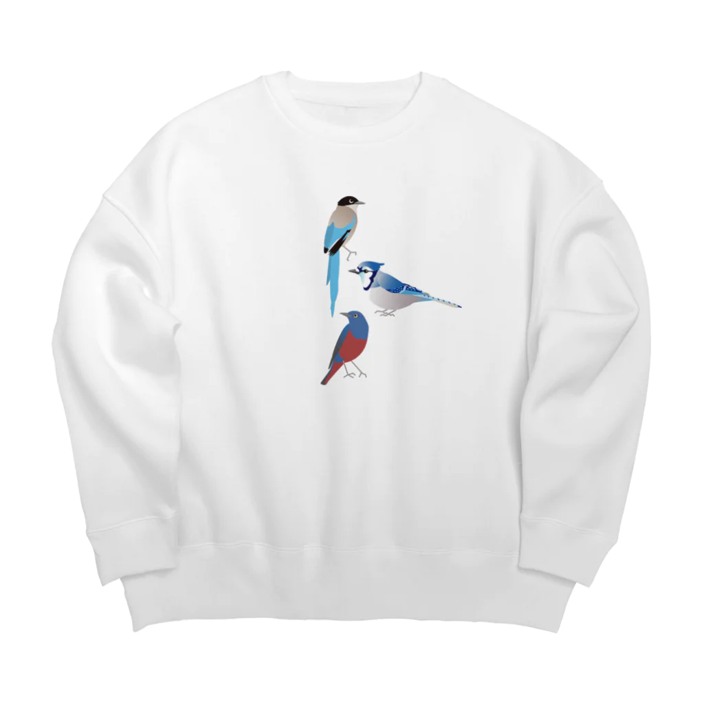 エダマメトイチ雑貨店のI love blue birds 5 -2 Big Crew Neck Sweatshirt