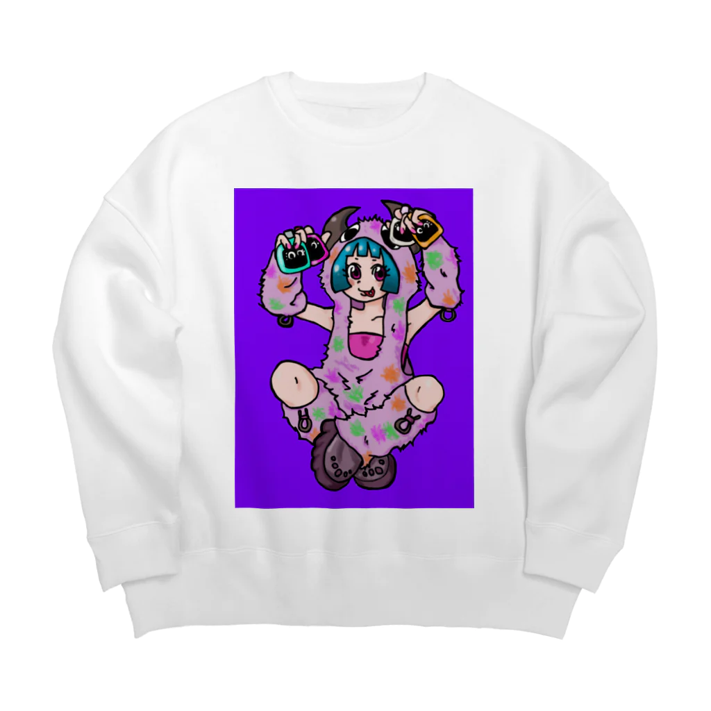 あやしいおばさん くろまめさんの○ュアアルコール（クラ○ナー）パープル Big Crew Neck Sweatshirt