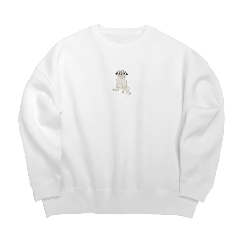 chiaki satoのパグ座り Big Crew Neck Sweatshirt