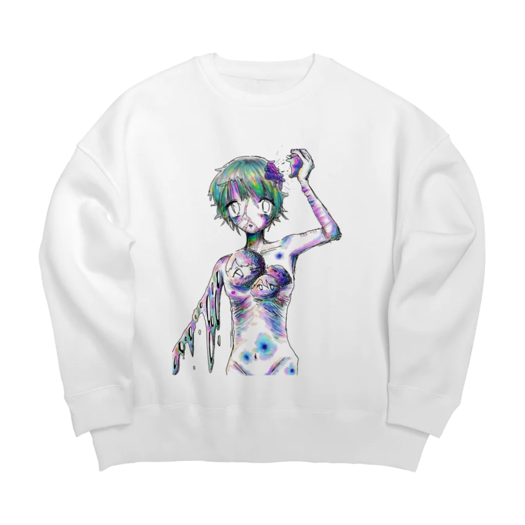 oU-x-Uooのうつうつうつつ Big Crew Neck Sweatshirt