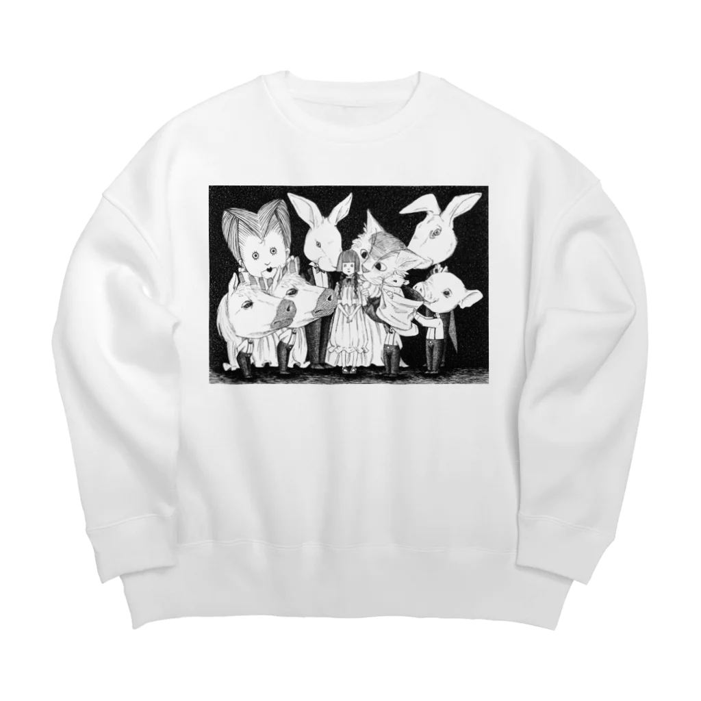 アトリエ夢遊病のBig Silhouette Sweatshirt (white, black) Big Crew Neck Sweatshirt