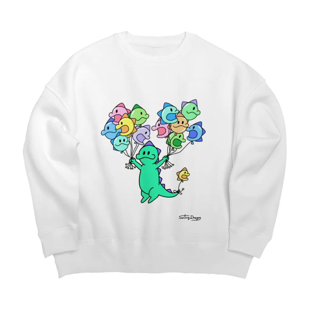 なみのりドラゴン🐉のドラゴン、浮いてみた。 Big Crew Neck Sweatshirt