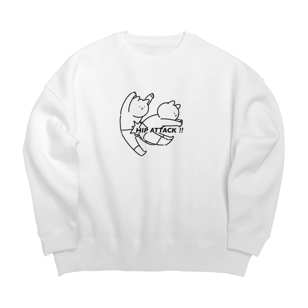 プロレスにゃんこのプロレスにゃんこ（ヒップアタックA） Big Crew Neck Sweatshirt