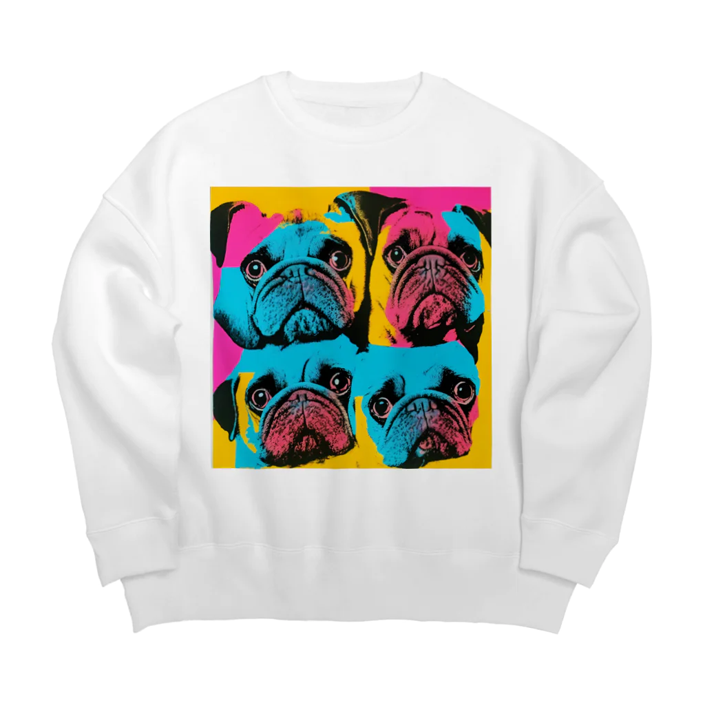 TakashiSのsurprised face pug Big Crew Neck Sweatshirt