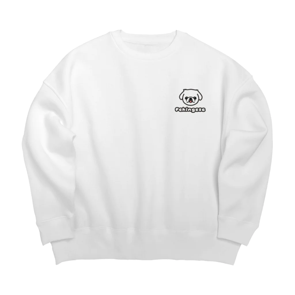 ペキニーズくらぶ（SUZURI支店）のペキニーズ・ホワイト（サマーカット）（顔だけ） Big Crew Neck Sweatshirt