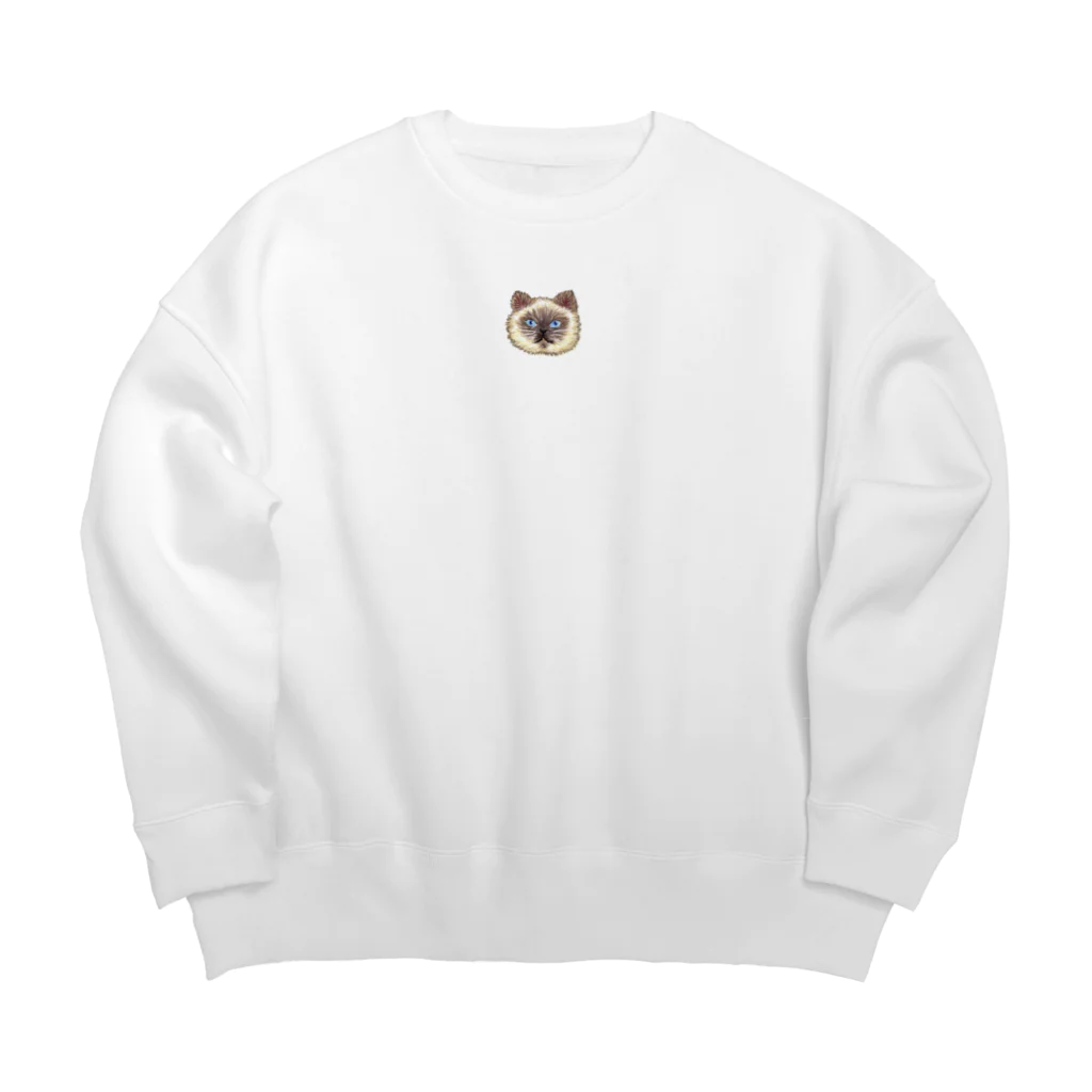 オガのシャム猫 Big Crew Neck Sweatshirt