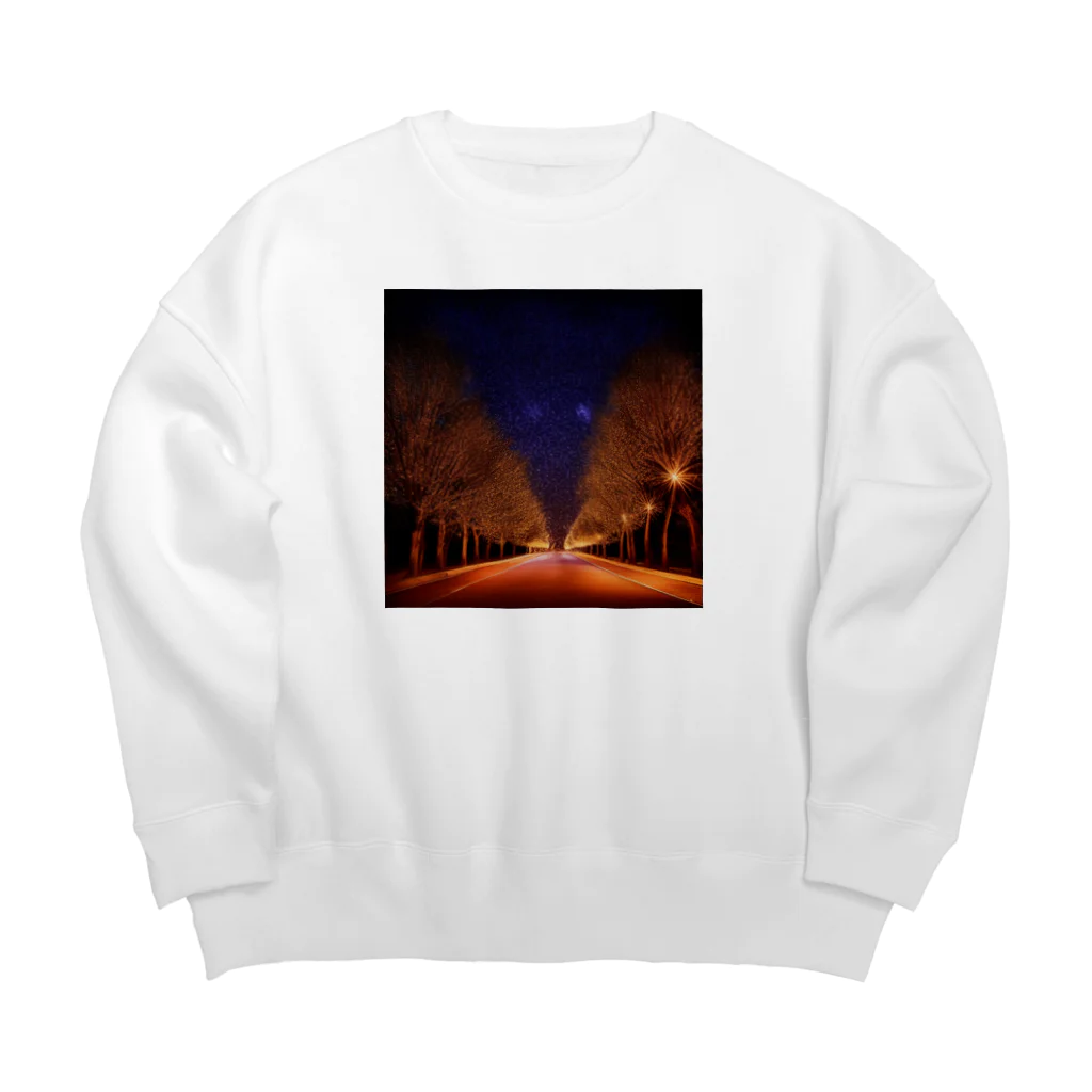 ミラくまのイルミネーションの並木道 Big Crew Neck Sweatshirt