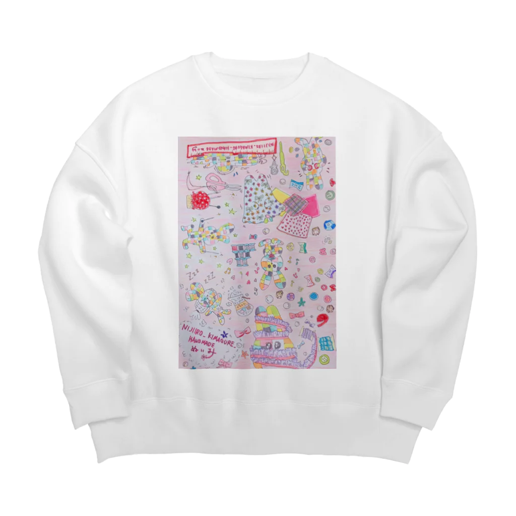 nijiiro_kimagure_handmade ぬぃみのぬぃみの相棒のミミィ Big Crew Neck Sweatshirt