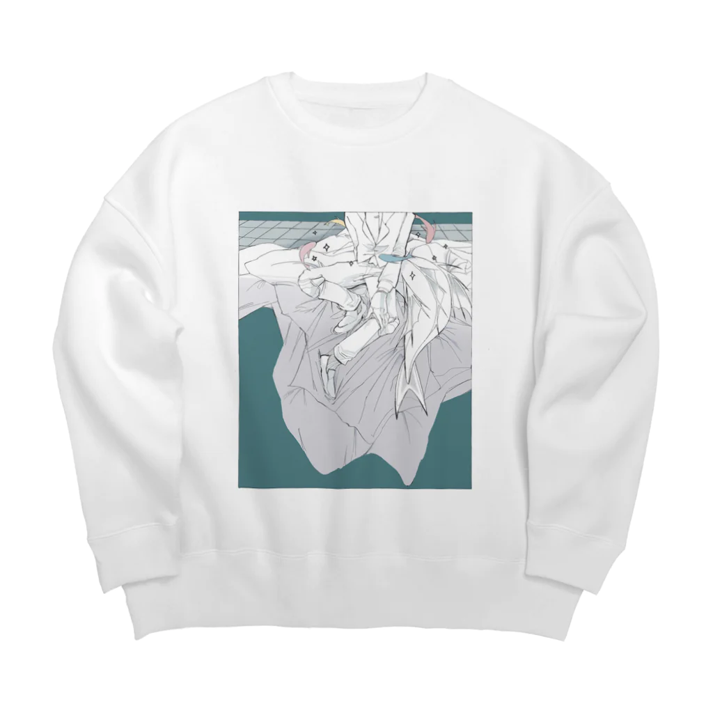 さかなのくつろぐさかな Big Crew Neck Sweatshirt