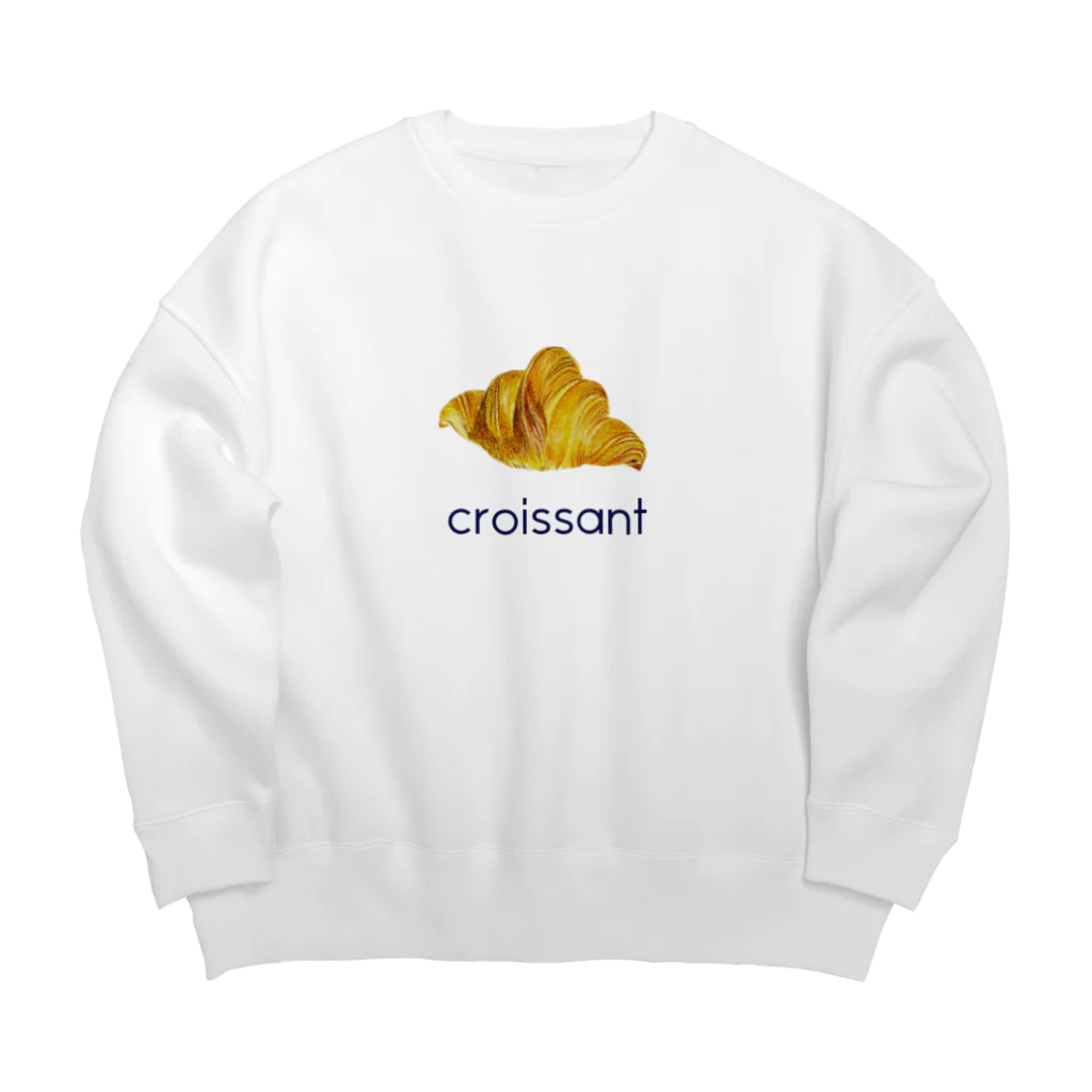 aのちいさなお店のクロワッサンの絵 Big Crew Neck Sweatshirt