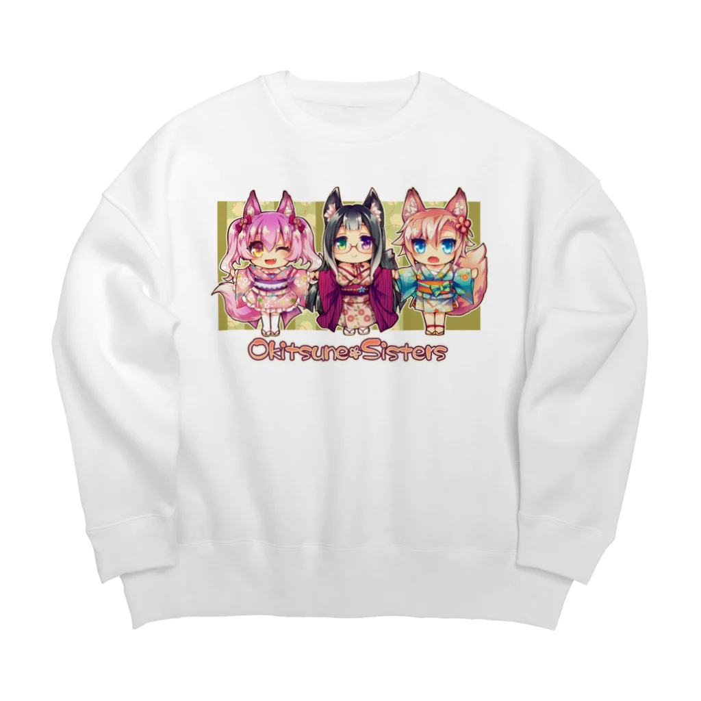 月蝕ざっか店＠SUZURIのOkitsune*Sisters【2】 Big Crew Neck Sweatshirt